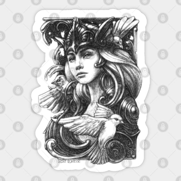 Freedom - Art Nouveau Decorative Portrait Sticker by Damjan_Gjorgievski